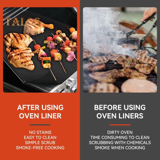 Oven Mat Non-Stick Heavy Duty Oven Liners Reusable Heat Resistant Stovetop Air Fryer Grill Baking Mat Large Oven Protector Mat Easy Clean Oven Floor