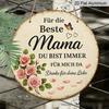 2D Flat, 1pc Vintage Aluminum Sign (7.87''x7.87''), German Best Mom Warm Quote with Rose Petals Plaque, Ideal for Bedroom Living Room Dining Room