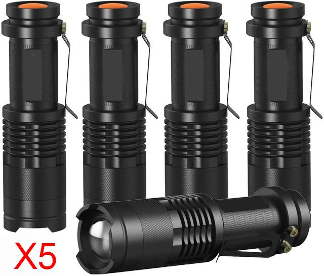 D2 5 Pack Penlight Lights Lantern Ultra Bright Flashlight Torch Waterproof Led Bulbs Adjustable Focus Hunting Cycling Climbing