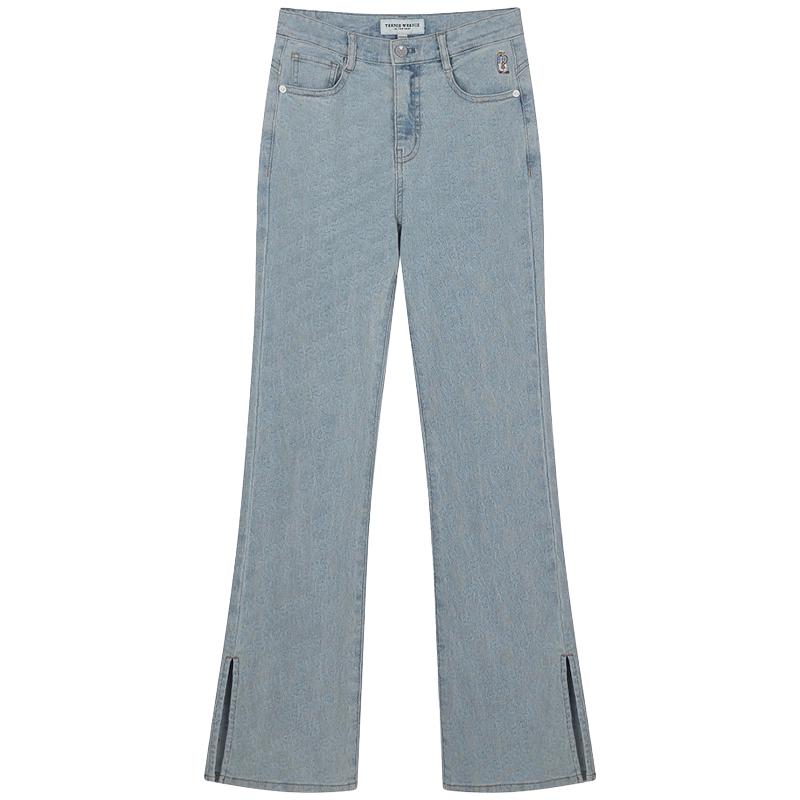 

Teenie Weenie Women s Retro High-Waist Jacquard Flare Jeans S