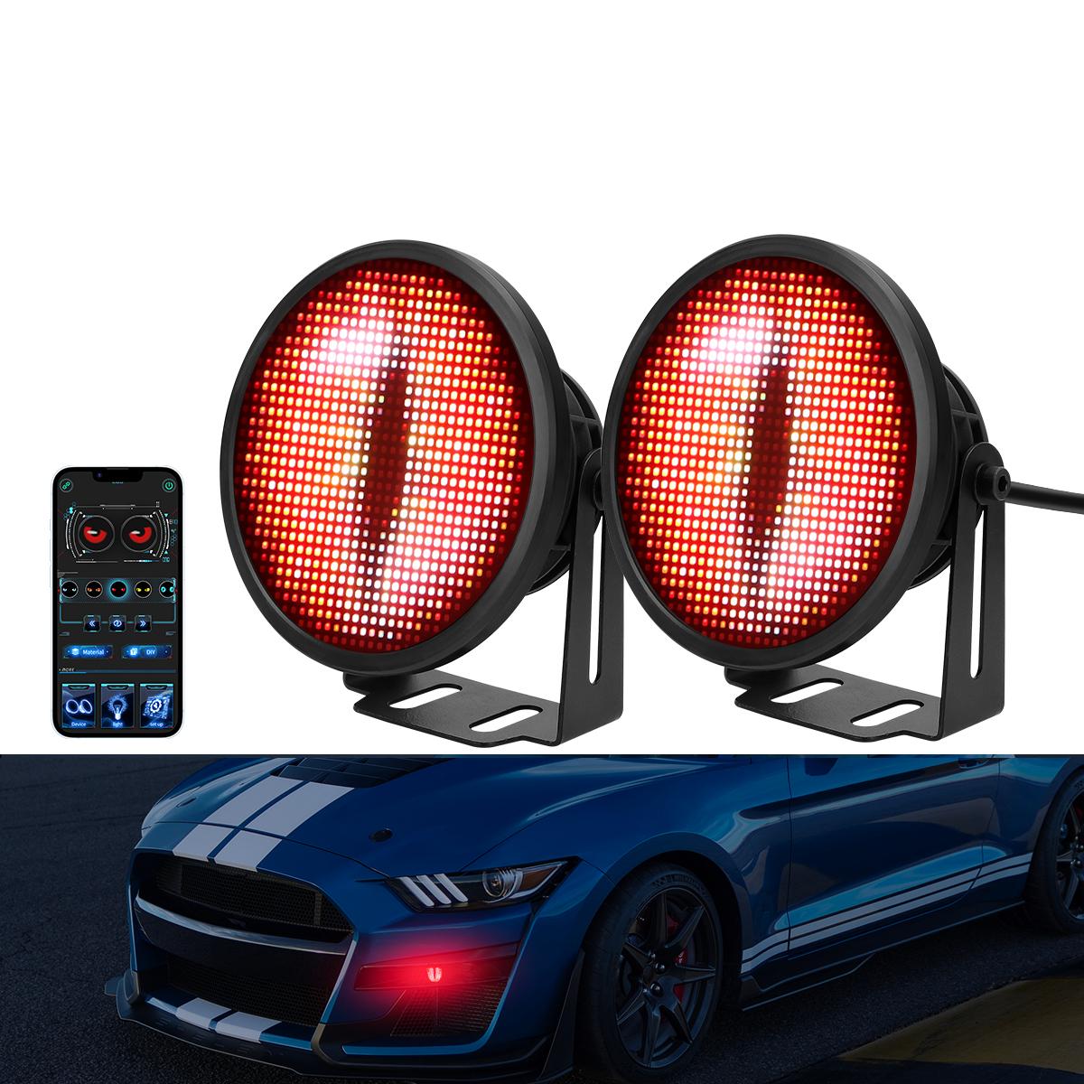 

12В-24В 3 дюйма Управление через приложение Динамические светодиодные фары «Дьявольские глазки» Автомобильная противотуманная фара Комплекты автомобильных фар Аксессуары для ретрофита Лампа ДХО