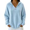 Women's Relaxed Hooded Knit Sweater with Two Buttons, Color Long Sleeve Pullover for Fall Winter