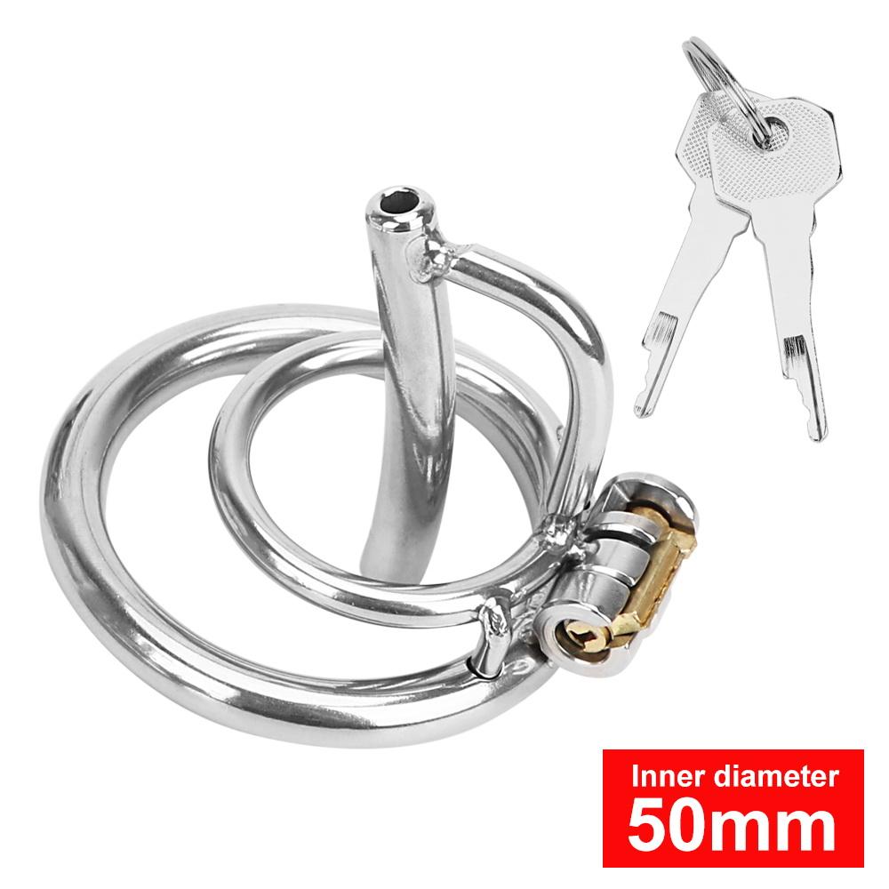 JIUAI Stainless Steel Urethral Sounding Two Penis Rings for Men Cock Plug Delay Lock Chastity Cage Medical Sex Toy Male Masturbator