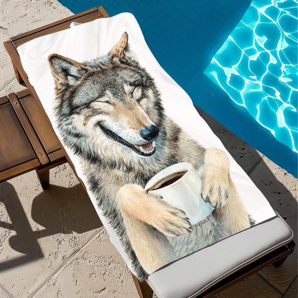

coffee animal Towel Large Quick-Drying Microfiber soft Beach Towel for Travel Fitness Sauna Bathing Camping W40*H60(CM)