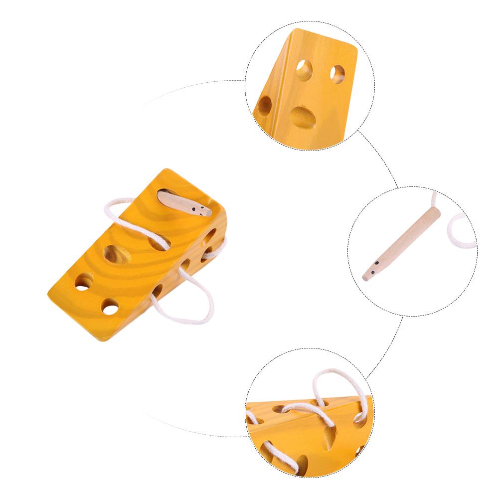 Buy Wooden Cheese Montessori Toy - Mouse and Cheese String Lacing ...