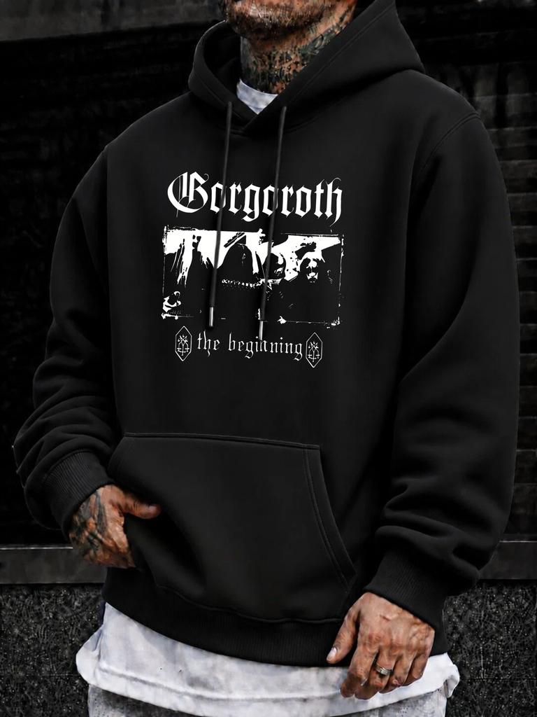 unisex Hoodie, Halloween, Gorgoroth The Beginning Band Graphic, Pullover Sweatshirt, Gothic Metal Streetwear, Autumn Winter Casual Wear, Front Pocket