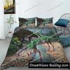 Copripiumino con dinosauro giurassico, Tyrannosaurus Rex, set di biancheria da letto con creature feroci e predatori, copripiumino in poliestere per letto matrimoniale queen size.