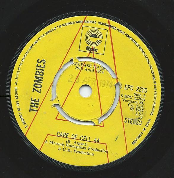 

7inch Record ZOMBIES Care Of Cell 44 EPC2220 Epic 1974 UK Pop Used