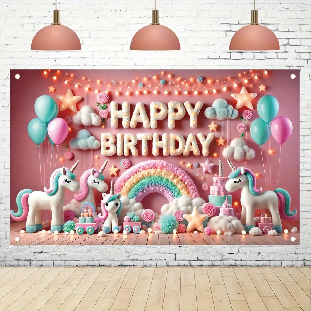Magical Unicorn - Themed Happy Birthday Background,Tapestries, Party Decorations, Birthday Carnival Celebration Gifts
