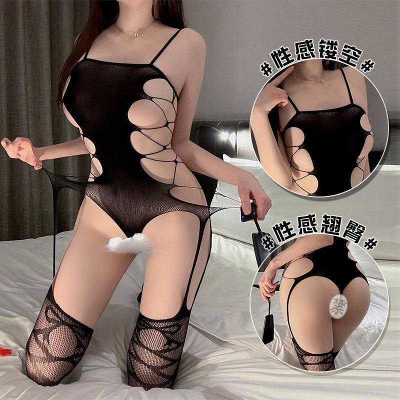 Sex underwear Sexy transparent one-piece net socks Temptation hollowed-out suspenders Sex suit Net clothes Mood underwear