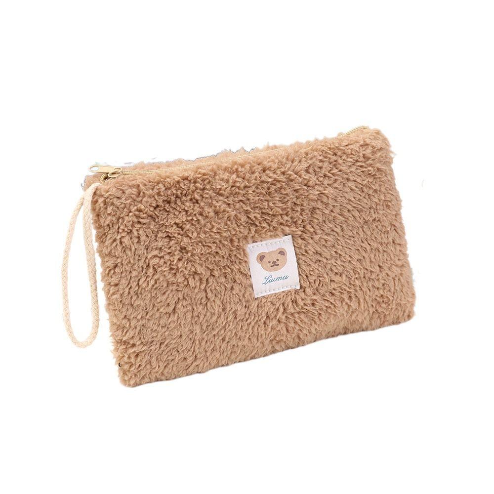 

Большая вместительная косметичка для хранения плюшевый пенал канцелярская коробка косметичка женская женская для девочек хаки