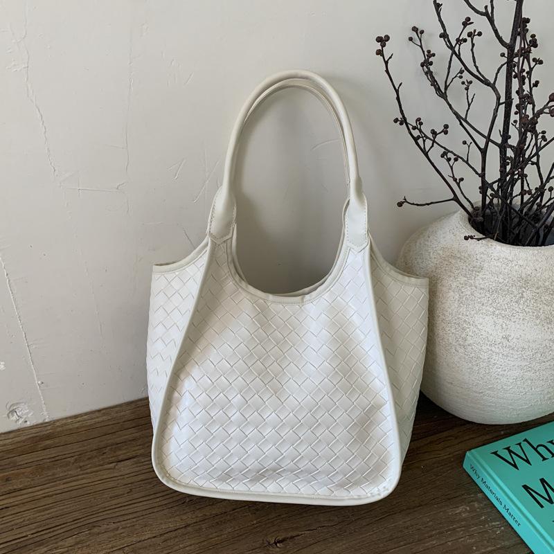 

Ретро плетеная сумка женская большой вместимости новая осенне-зимняя повседневная на плечо сумка-тоут для поездок на работу белый