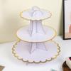 3 Tiers Cupcake Stand Bronzing Edge Disposable Paper Cake Dessert Pastry Holder Display Rack Tower Baby Shower Birthday Graduation Wedding Supplies
