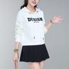Women's Red Hooded Slimming Sweatshirt with Letter Embroidery - 2026 Autumn Collection, Long Sleeve Short Pullover