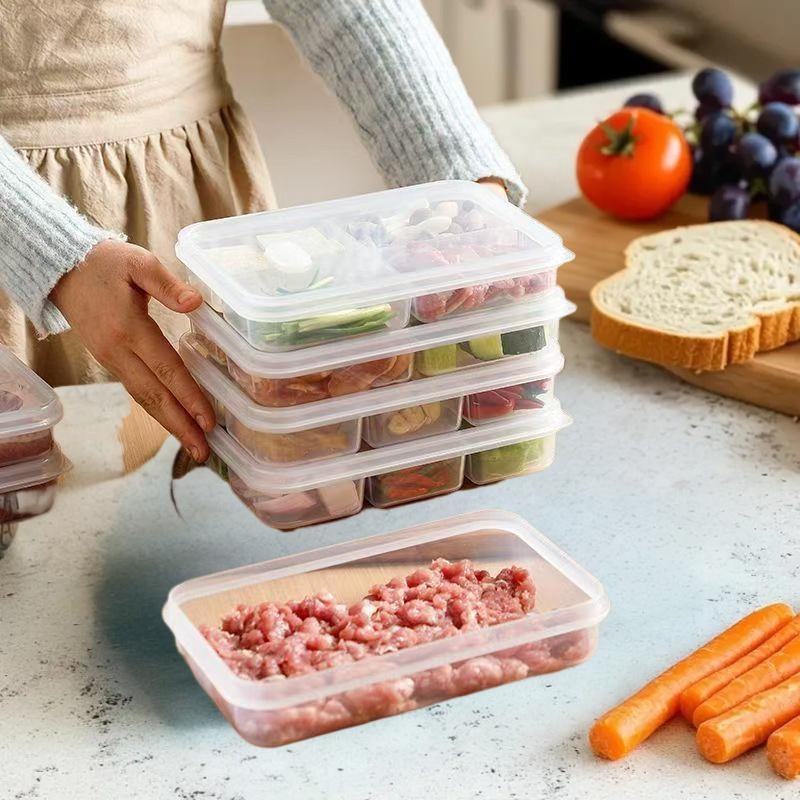 NEW Stackable Food Storage Box with Airtight Refrigerator Organizer for Meal Prep 2/4/6 Sections, BPA-Free Kitchen Container Set