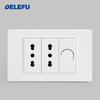 DELEFU Italian Standard White 118 Type Wall Switch Socket with USB + TYPE-C Socket Is Suitable for Hotels and Households.
