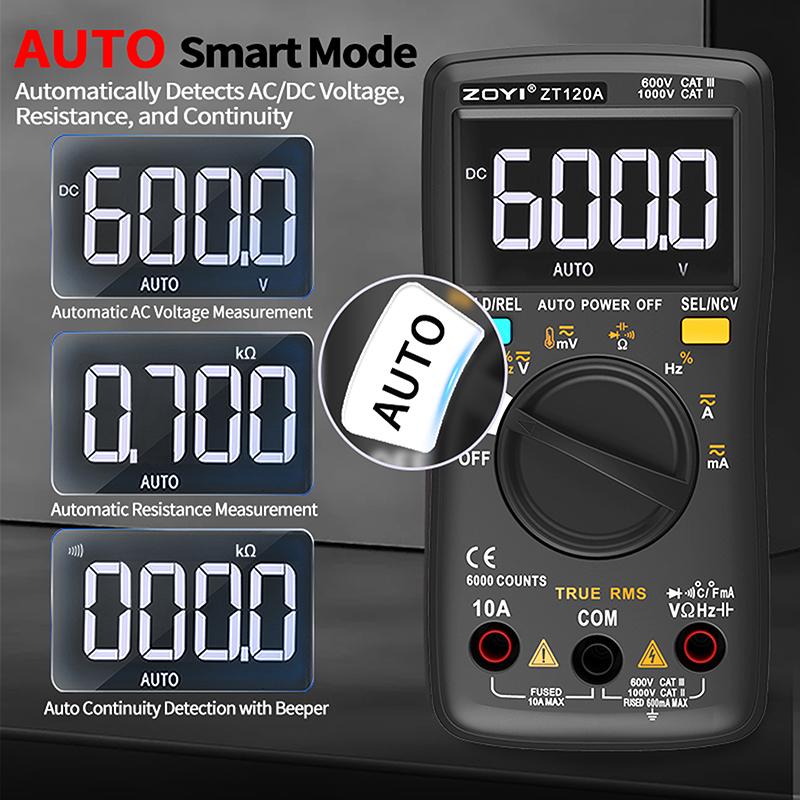ZOYI -102A Hochpräzises vollautomatisches digitales Taschen-Multimeter mit Überlastschutz - Professionelles Elektrikerwerkzeug
