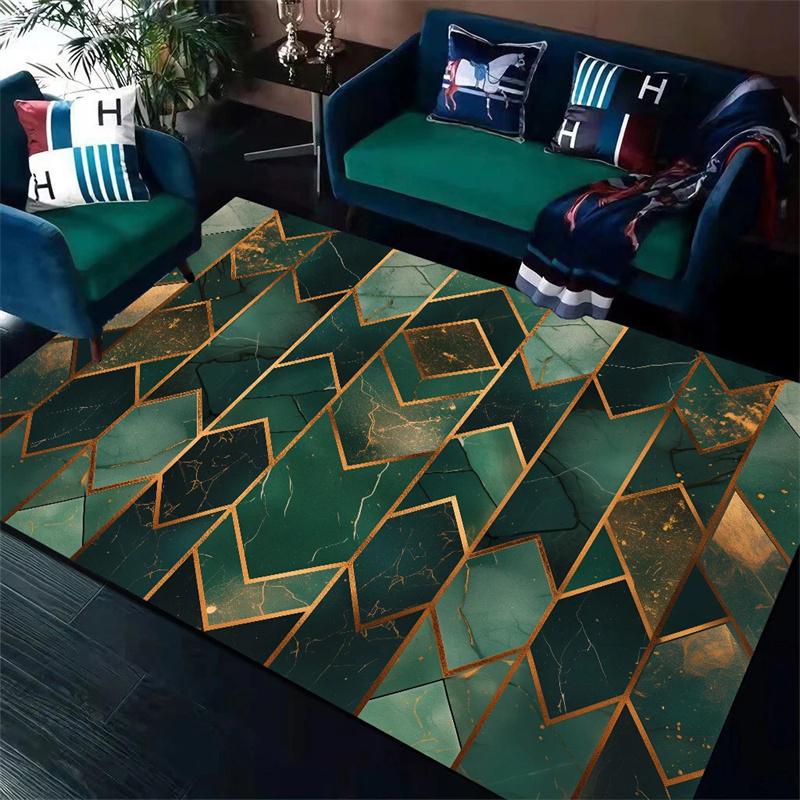 Green Modern Geometric Carpet Living Room Balcony stylish green non-slip carpet Home bedroom decorative Rugs Marble Texture Rugs