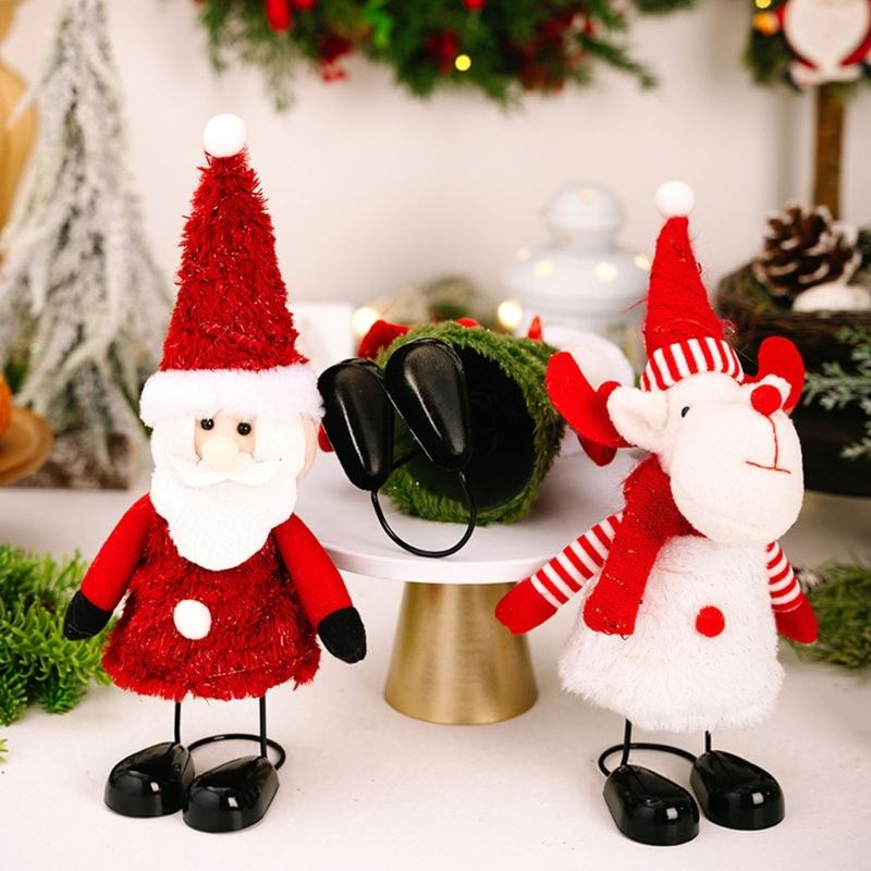 Weihnachtsthema Hüpfende Federbasis Schneemann Weihnachtsmann Ornament Für Feiertagstischplatte Regal Dekoration Set