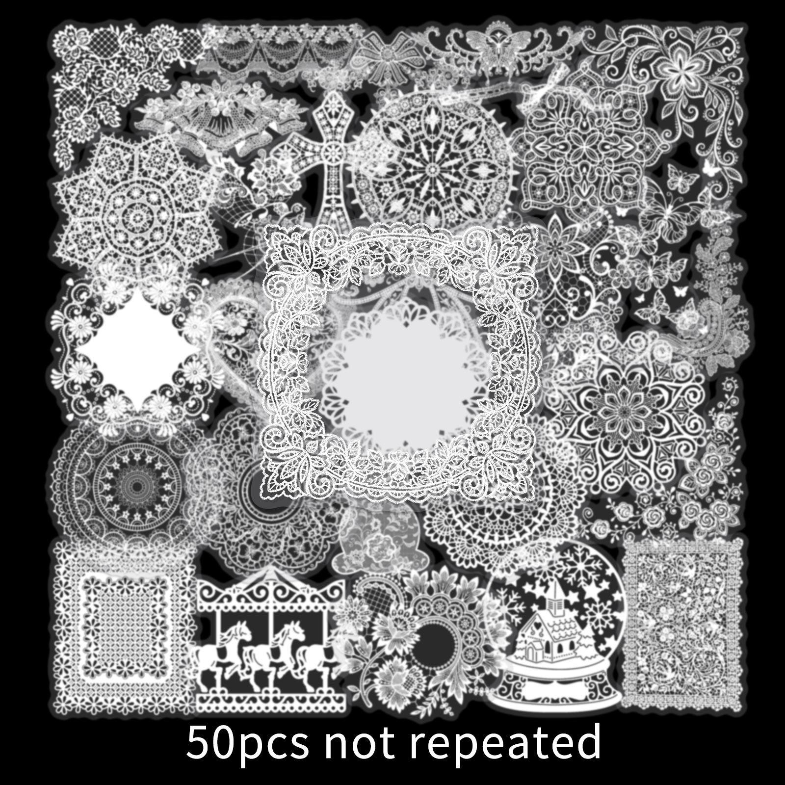 50 прозрачных наклеек с цветами из кружева: Художественный Свежий Декоративный Водонепроницаемый Набор для DIY