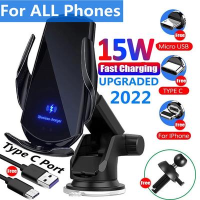 Automatická 15W bezdrátová nabíječka do auta pro iPhone 13 12 11 XR X 8 Samsung S20 S10 Magnetický držák telefonu s rychlým nabíjením USB