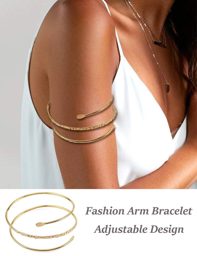 New Hot Selling Punk Fashion Open Wide Cuff Bracelet Gold-plated Arm Bracelet Women's Gift