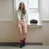 Flamingo Cotton Rib Socks (Brown/Ivory/Red)