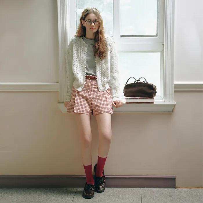 Flamingo Cotton Rib Socks (Brown/Ivory/Red)