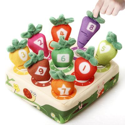 Non-Toxic Baby Montessori Toys Carrot Pull Game Soft Washable Sensory Toys Early Learning Numbers Colors Motor Skills For Toddler Gift