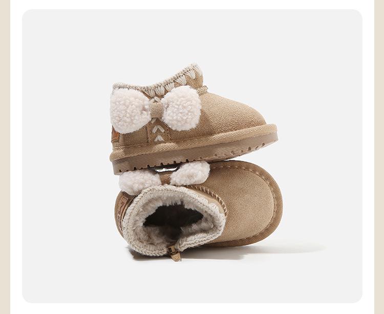 Kids' Winter Cartoon Leather Snow Boots: Warm Baby Walking Shoes for Boys and Girls