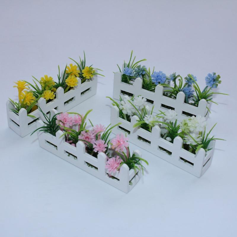 1pc Miniature Fence Artificial Flower Decoration Tabletop Ornament Home Office Garden Party and Craft DIY Decoration Accessories