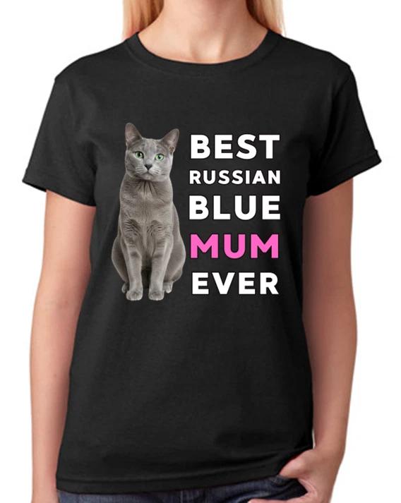 Best Russian Blue Mum Ever Cute Cat Lover Ladies T-Shirt Proud Tee XL