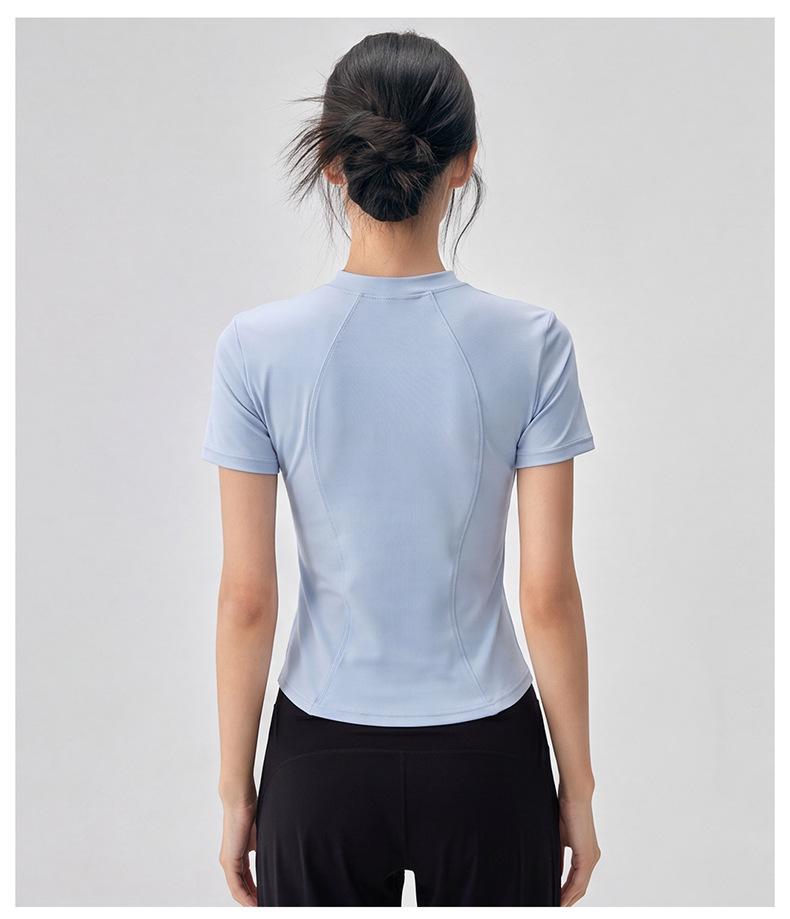 Women's Versatile Half-Zip Pilates Slimming Short Sleeve T-Shirt