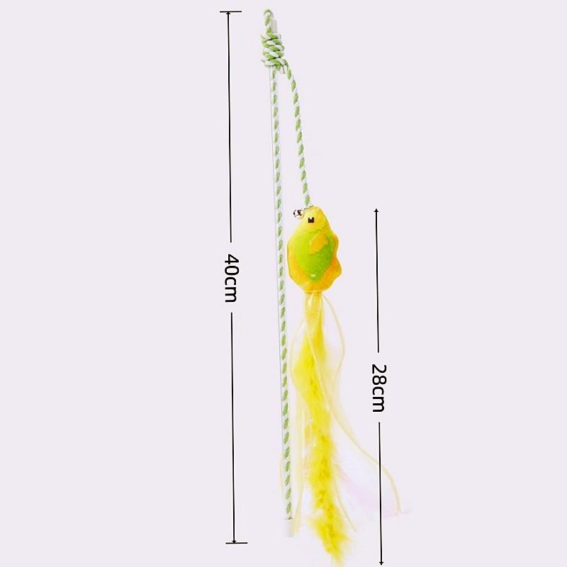Cat Toy Feather Cats Stick Fish Tassel Cat Toys Interactive Cotton Rope Toy Feather Sticks Toys for Cats Scratching Pet Supplies
