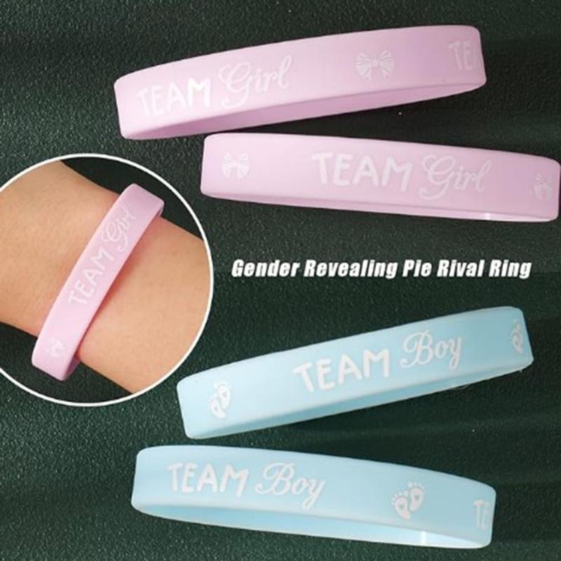 Comfortable Baby Gender Expose Party Bracelets Soft Silicone Wristbands with Pattern for Celebration