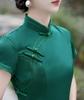 Elegant Slim Cheongsam Dress In Thickened Imitation Silk with Heavy Acetic Acid Satin – Red, Black, Green for Daily or Bridal Wear