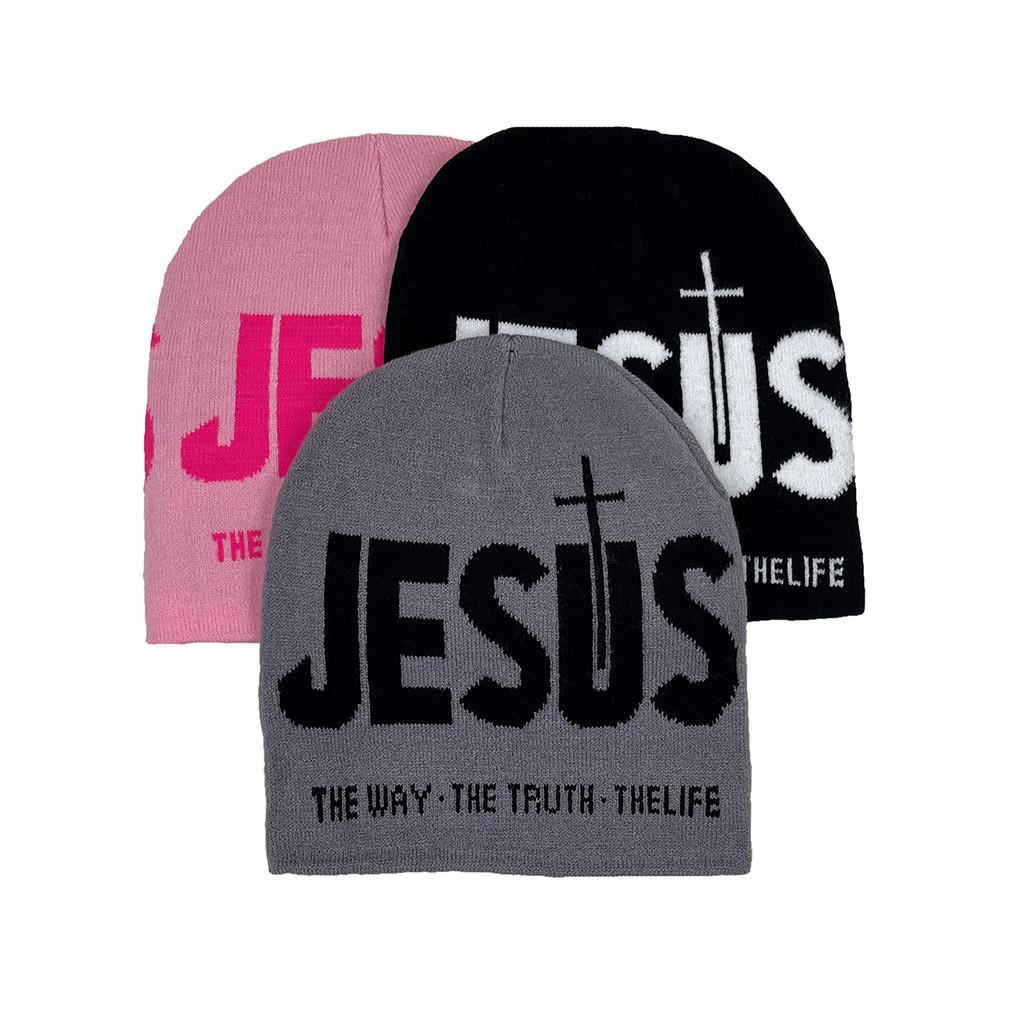Jesus Cross Pattern Wool Hat With Windproof And Insulating Features For Cold Seasons