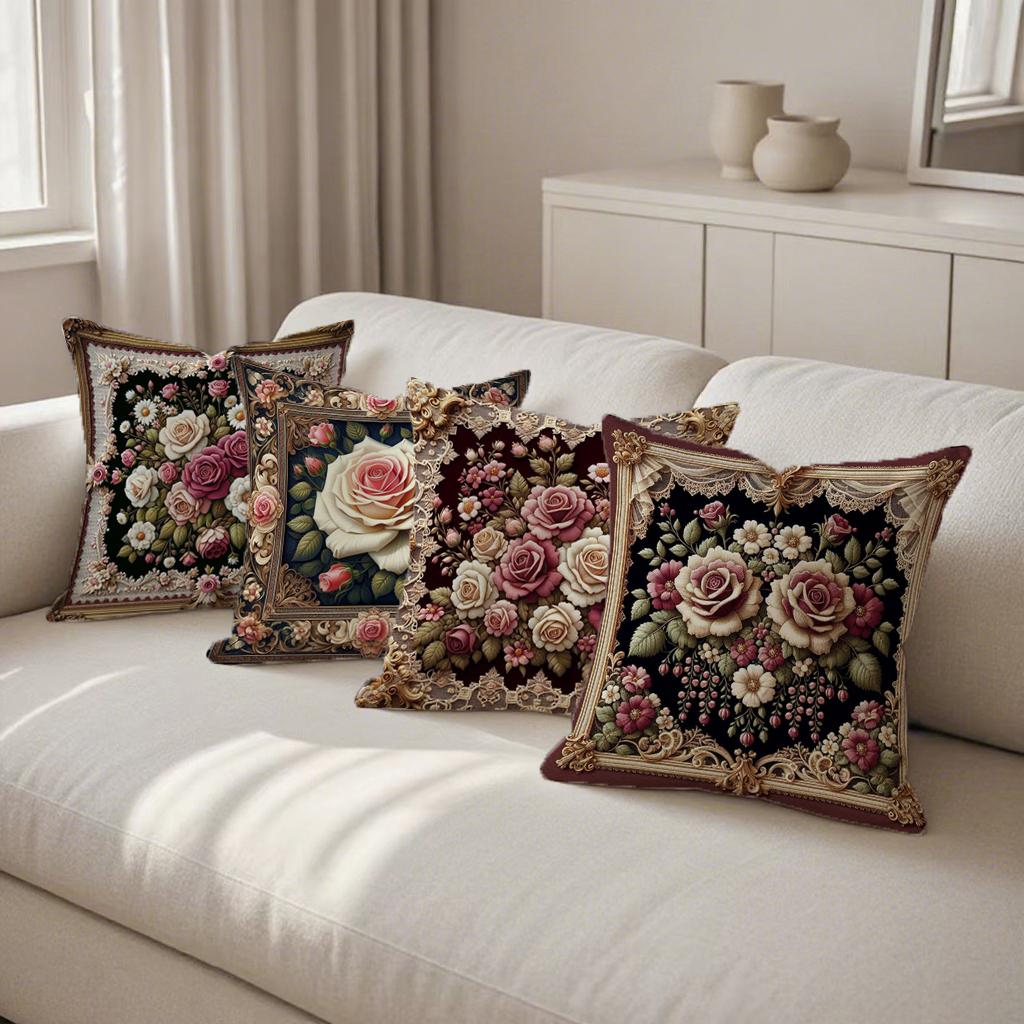 Floral-Patterned Pillowcases On the SofaSuitable for Sofa Car Bedroom Decorative Cushion Cover Pillow Cover