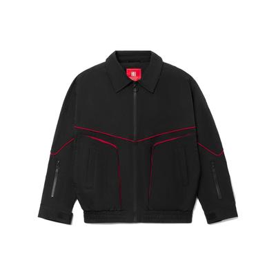 Li Ning Sports Lifestyle Series Solid Color Pocket Detail Polo Collar Long Sleeve Jacket Men Jacket Black AJDR449-3