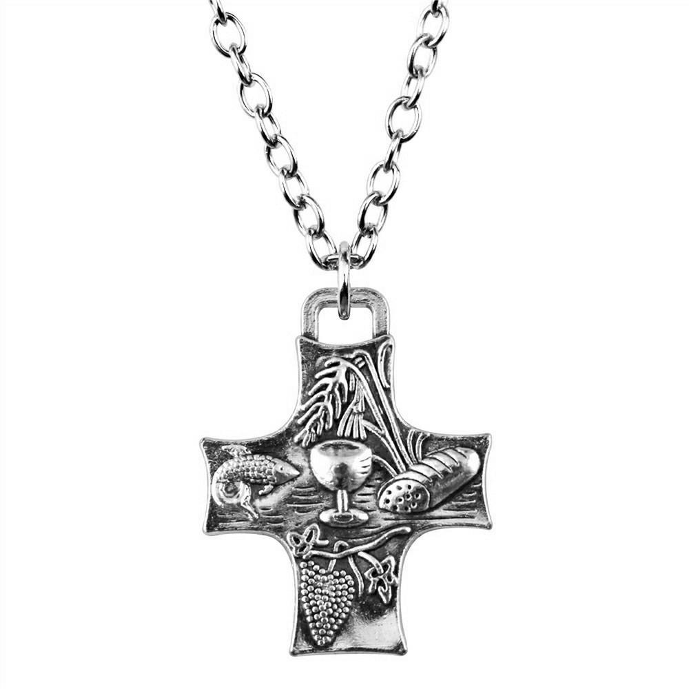 Betendes Kreuz Religiöses Amulett Anhänger Antike Bronze Metall Freund Halskette Neuankunft Geschenk