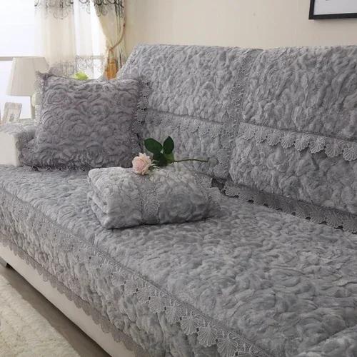 

Суцільний кольоровий плюшевий килимок для дивана в європейському стилі, який можна прати в машині, нековзкий мереживний край, диван, рушник, пилозахисний чохол для дивана, повний чохол 110x240