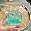 1pc Blue Ocean Ice Cube Decor, Encapsulated Sea Art Gel Sculpture for Desk, Sensory Stress Relief Focus Item for Adults