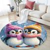 Penguin Round Area Rug,Carpet Rug for Living Room Bedroom Sofa Playroom Decor,Non-slip Floor Mat