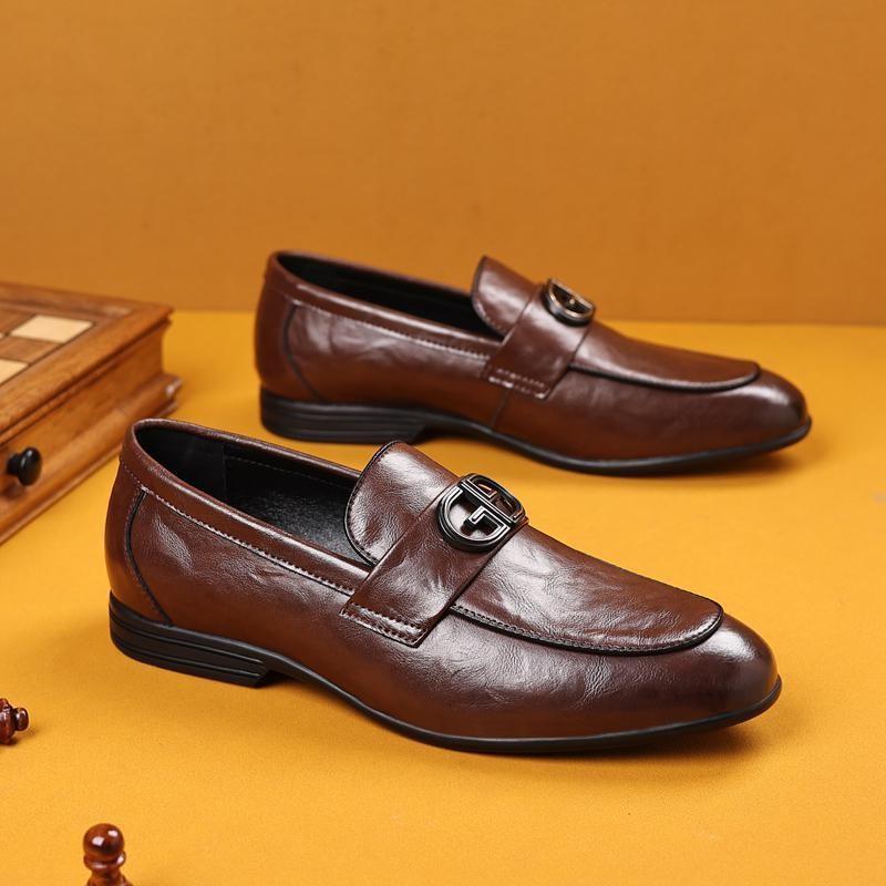 2025 Direct Sales Leather Fashion Casual Lazy One-pedal Beanie Shoes Loafers Casual Men's Leather Shoes