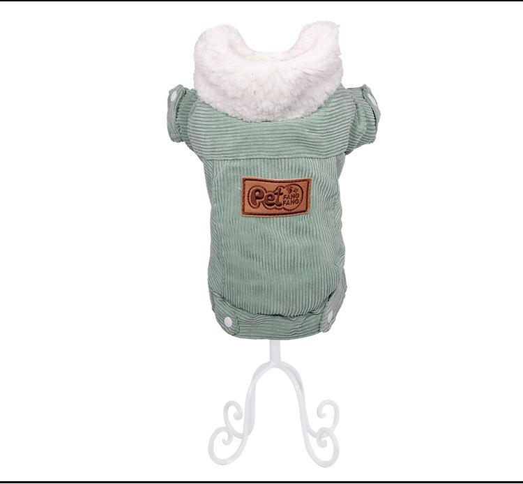 

Thickened Autumn/Winter Puppy Corduroy Cotton Jacket - Teddy Pet Clothes M зелёный