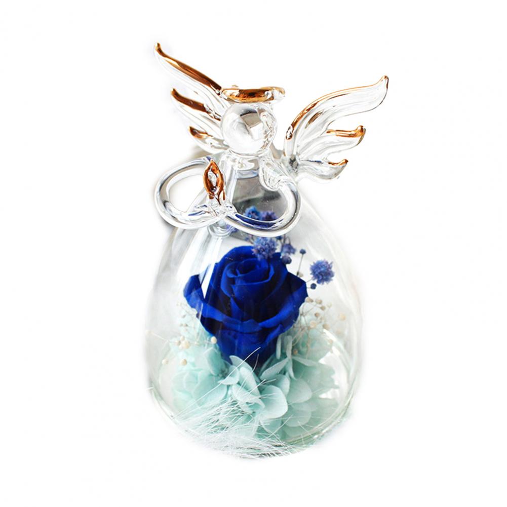 1 Set Little Angel Preserved Roses In Glass Forever Eternal Rose Flower Christmas Birthday Valentine Day Wedding Gift Women Girl