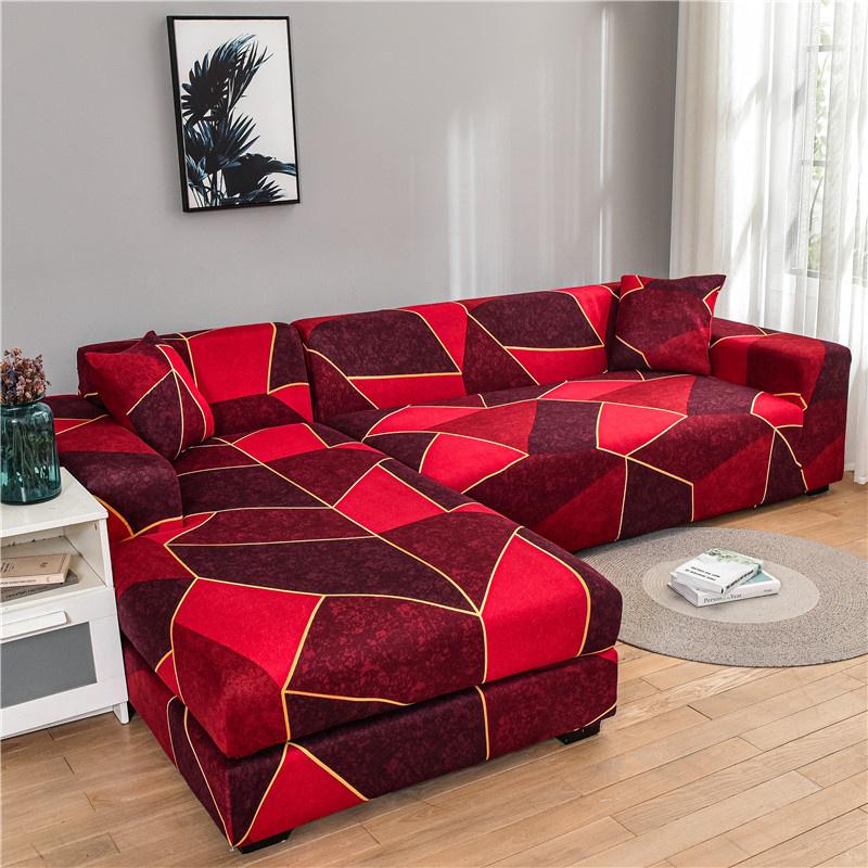Geometric Elastic Sofa Cover Slipcovers L-Shaped Corner Sofa Couch Cover Armchair Sofa Cover 1/2/3/4 Seater for Living Room 1PC