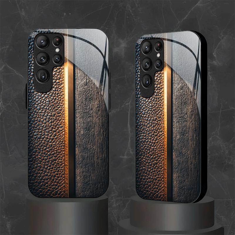 Wood Grain Texture Exquisite Luxury High-end PhoneCase Glass PhoneCase for Samsung Galaxy S26 S25 S24 S23 S22 S21 FE,Ultra,Plus