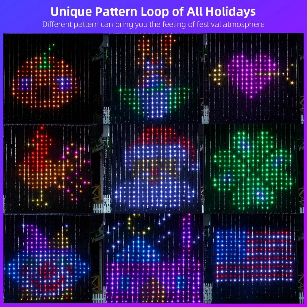 Smart LED DIY Curtain Lights with APP and Remote Control Background Wall Bedroom Decoration Light Christmas Halloween Decoration
