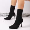 Booties Women's High Heel Stiletto Heel Pointed Toe Stretch Skinny Boots Autumn and Winter High Heels New Sexy Mid-Leg Boots